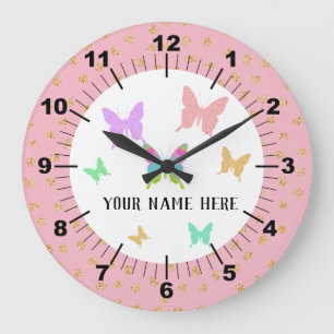 Schöner Personalisierter Schmetterling Große Wanduhr