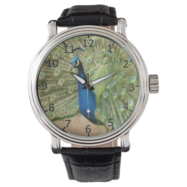 Schöner Pfau Armbanduhr (Vorderseite)