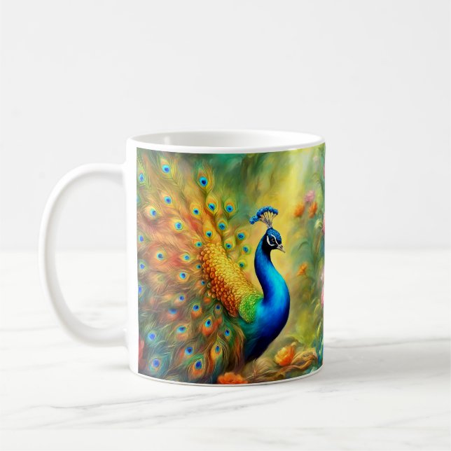 Schöner Pfau im Gartenvogel 98 Kaffeetasse (Links)