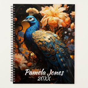 Schöner Pfau mit Blume Planer