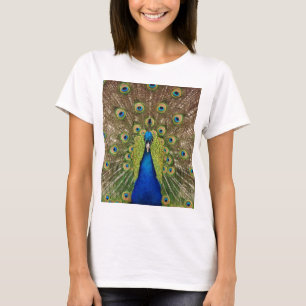 Schöner Pfau- und Schwanzfederdruck T-Shirt
