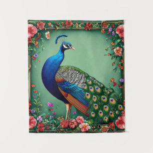 Schöner Pfauenblumenhintergrund Wandteppich