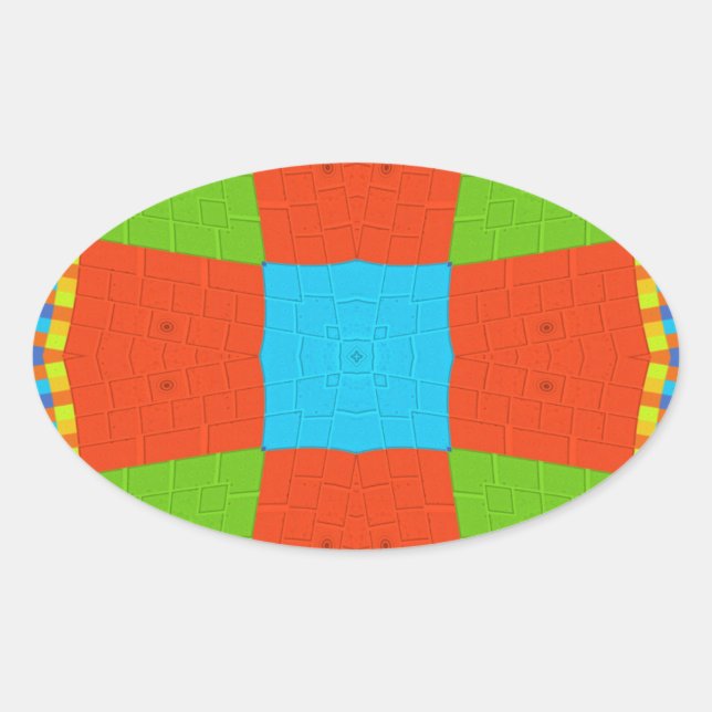 Schöner phantastischer europäischer, farbenfroher  ovaler aufkleber (Vorderseite)