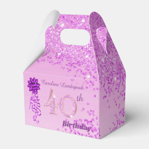 Schöner Pink Glitzer & Ribbon 40. Geburtstag Geschenkschachtel