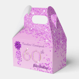 Schöner Pink Glitzer & Ribbon 60. Geburtstag Geschenkschachtel