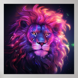 Schöner Pink Lion Head Poster