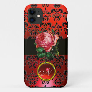 SCHÖNER PINK ROSE RED BLACK DAMASK RUBY MONOGRAMM Case-Mate iPhone HÜLLE