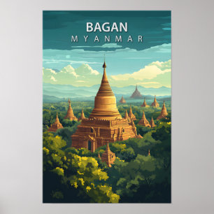 Schöner Platz Bagan Myanmar Art Travel Poster