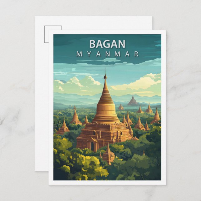 Schöner Platz Bagan Myanmar Art Travel Postkarte (Vorne/Hinten)