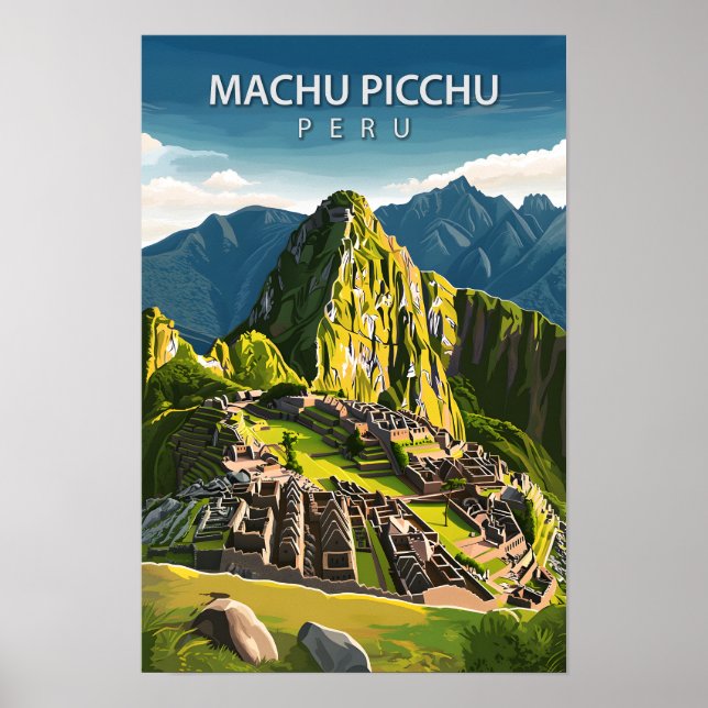 Schöner Platz Machu Picchu Illustration Reise Poster (Vorne)