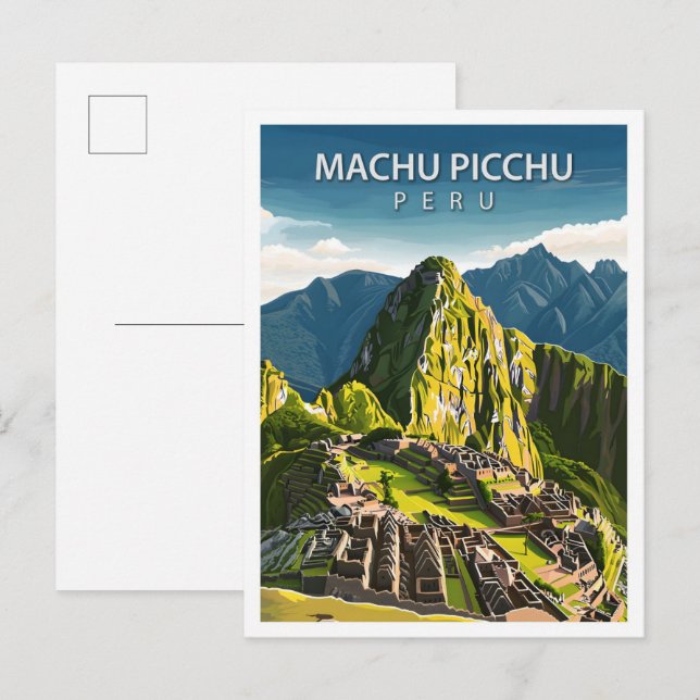 Schöner Platz Machu Picchu Illustration Reise Postkarte (Vorne/Hinten)
