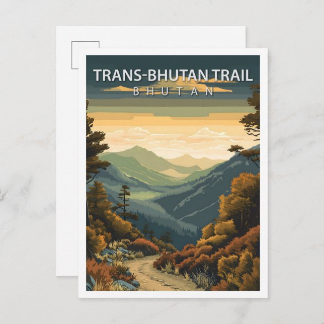 Schöner Platz Trans Bhutan Wanderweg Bhutan Postkarte (Vorne/Hinten)