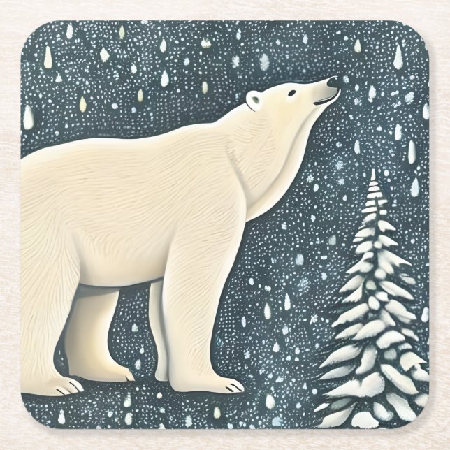 Schöner Polar-Bär Rechteckiger Pappuntersetzer (Vorderseite)