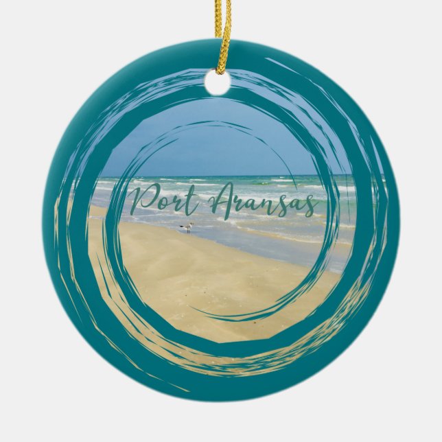 Schöner Port Aransas Texas Strand Keramik Ornament (Vorne)
