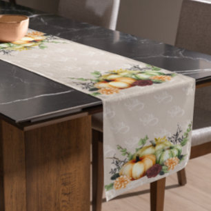 Schöner Pumpkin Herbst Wasserfarbe Herbst Kurzer Tischläufer