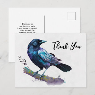 Schöner Rabe auf einem Baumzweig Danke Postkarte