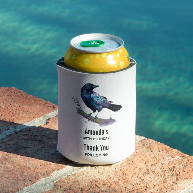 Schöner Rabe auf einem Baumzweig Dosenkühler (In Situ Pool)