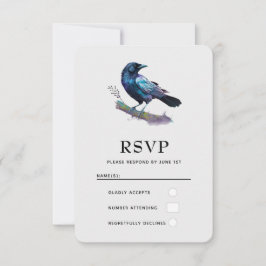 Schöner Rabe auf einem Baumzweig RSVP Karte