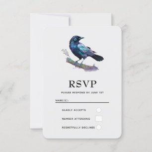 Schöner Rabe auf einem Baumzweig RSVP Karte