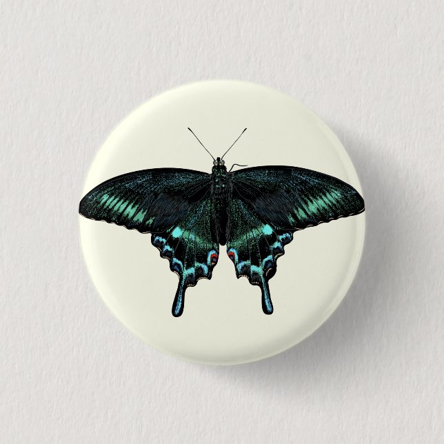 Schöner realistischer Schmetterling Button (Vorderseite)