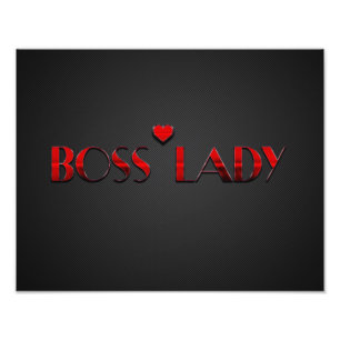 Schöner Red Boss Lady Text mit Carbon Fotodruck