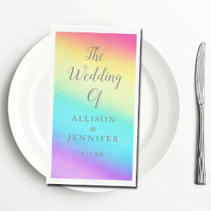 Schöner Regenbogen Hochzeit für LGBTQ angepasst Serviette