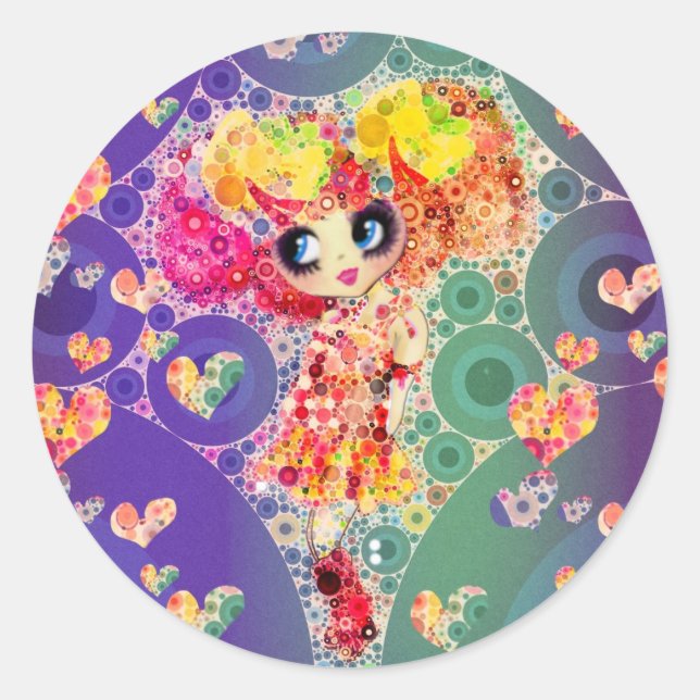 Schöner Regenbogen KAWAII Girl PinkyP Harajuku Runder Aufkleber