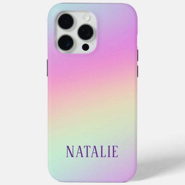 Schöner Regenbogen-Ombre personalisierter Name Case-Mate iPhone Hülle (Rückseite)
