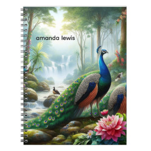 Schöner Regenwald mit Peacock Personalisiert Notizblock