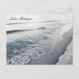 Schöner Retro Lake Michigan Shoreline Beach Postkarte