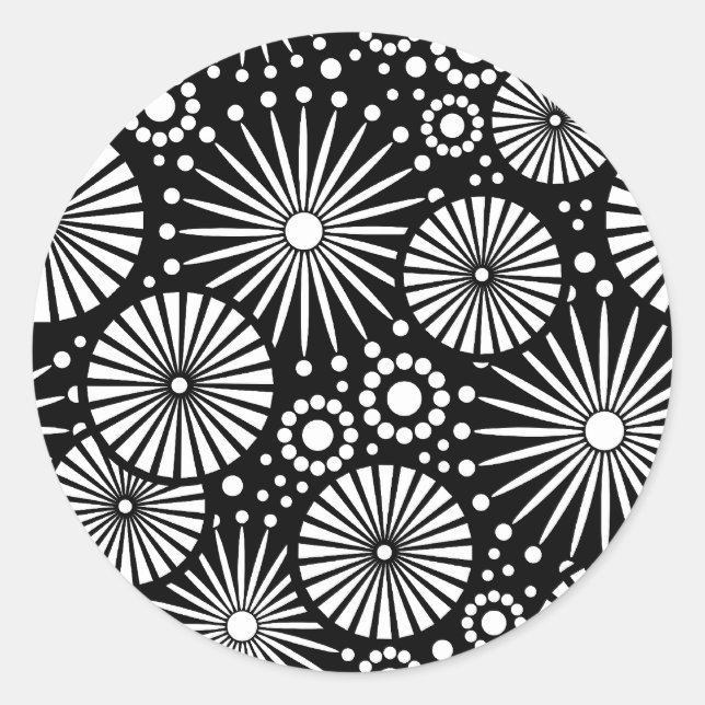 Schöner Retro-Schwarzweiß-Aufkleber Runder Aufkleber (Vorderseite)