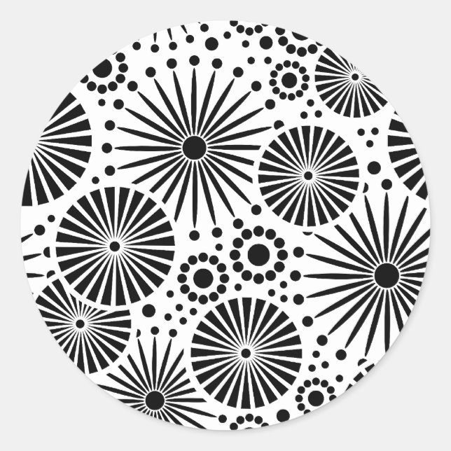 Schöner Retro-Schwarzweiß-Aufkleber Runder Aufkleber (Vorderseite)