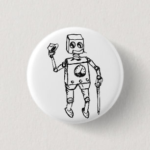 Schöner Roboter, der klägliche Gentleman auf einem Button