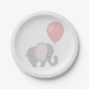Schöner rosa Baby-Elefant Pappteller