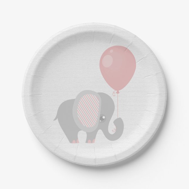 Schöner rosa Baby-Elefant Pappteller (Vorderseite)