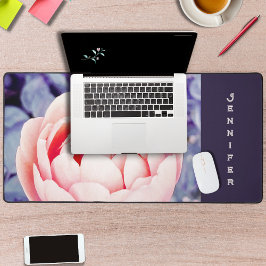 Schöner rosa Blume Personalisierter Computer Schreibtischunterlage