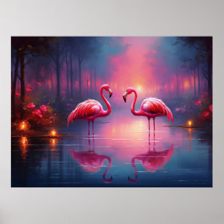 Schöner Rosa Flamingo Vogel Poster