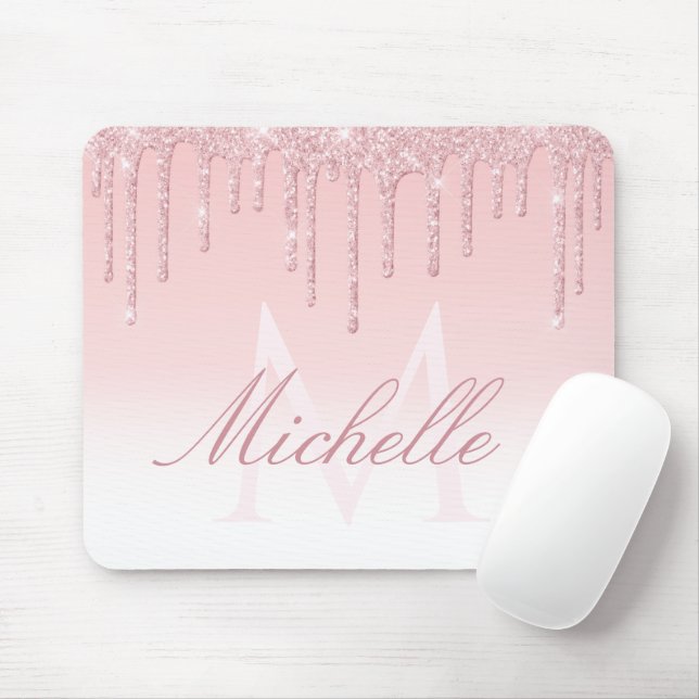 schöner rosa Glitzer Tropfen Mousepad (Mit Mouse)