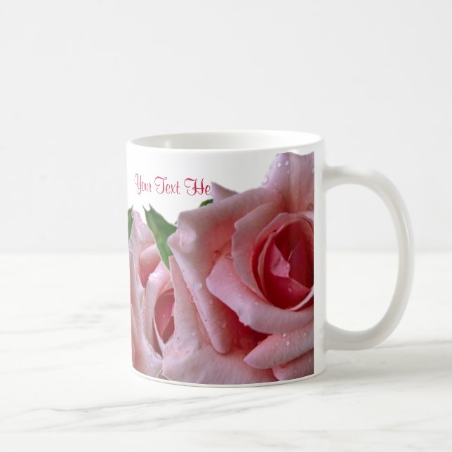 Schöner rosa Rosen-Entwurf Tasse (Rechts)