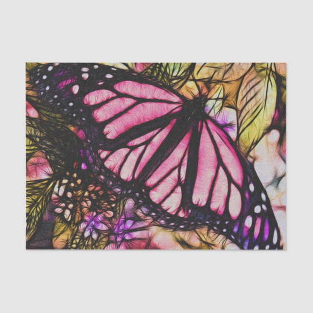 Schöner rosa Schmetterling abstrakt Seidenpapier (Vorderseite)