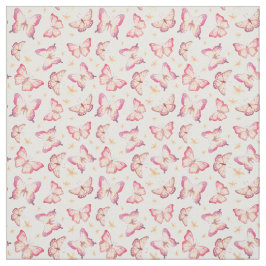 Schöner rosa Schmetterling und gelbe Blume Stoff