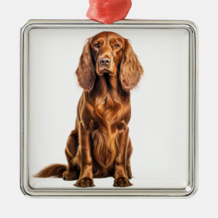 SCHÖNER ROTER IRISH SETTER DOG ORNAMENT AUS METALL