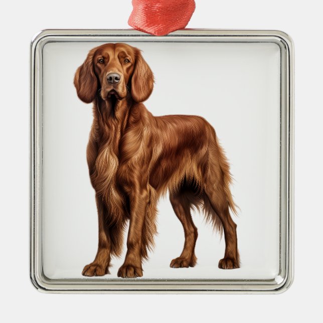 SCHÖNER ROTER IRISH SETTER DOG ORNAMENT AUS METALL (Vorne)