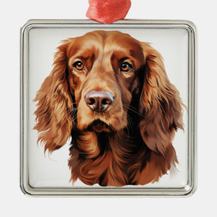 SCHÖNER ROTER IRISH SETTER DOG ORNAMENT AUS METALL