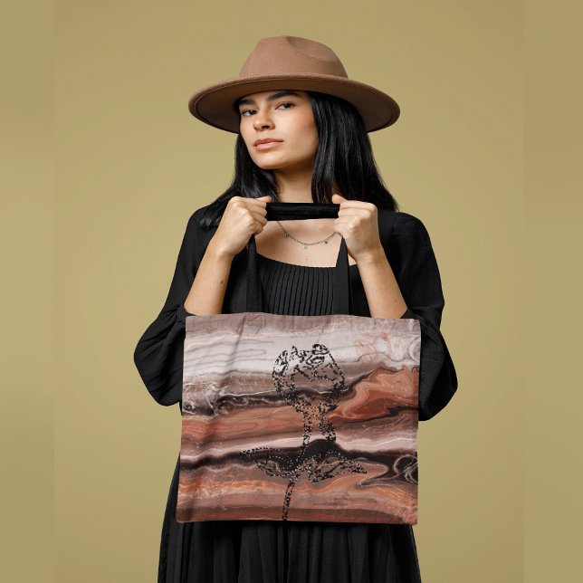 Schöner Roter Orangenmarmor mit Rose (Beautiful Red Orange Marble with Roses Tote Bag)