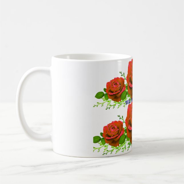 Schöner roter Rosenstrauß Fotografie | Romantisch Kaffeetasse (Links)