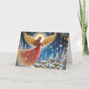 Schöner roter und goldener Engel Weihnachten