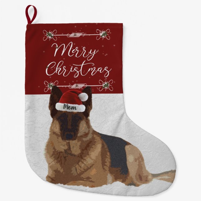 Schöner Schäferhund-WeihnachtsStrumpf Großer Weihnachtsstrumpf (Vorderseite)