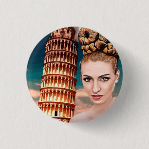 Schöner Schieftturm der Pisa abstrakte Kunst Button