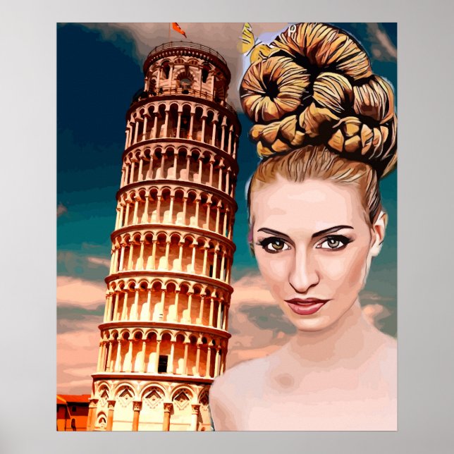 Schöner Schieftturm der Pisa abstrakte Kunst Poster (Vorne)